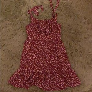 SHEIN Red Floral Dress w/ tie up shoulder straps